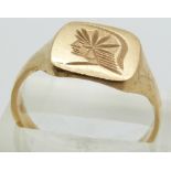 A 9ct gold signet ring, size V, 4.8g.