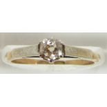 A yellow metal ring set with an old cut diamond measuring approximately 0.4ct, 2.0g, size N