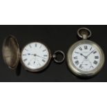 Arnold of London hallmarked silver full hunter pocket watch with subsidiary seconds dial, blued