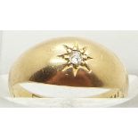 Edwardian 18ct gold ring set with a diamond in a star setting, Chester 1906, 3.0g, size M