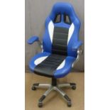Blue wheeled office or gaming chair