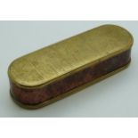 18th/19thC possibly Dutch copper and brass box engraved with animals and script, length 15.5cm
