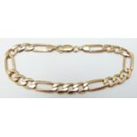 A 9ct gold flat curb link bracelet, 10.9g