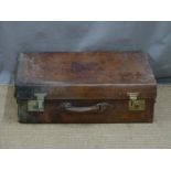 H.Greaves of 35&36 New St, Birmingham large vintage leather suitcase, length 66cm