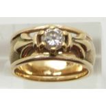 A 9ct gold ring set with a round cut diamond of approximately 0.5ct, 7.4g, size L