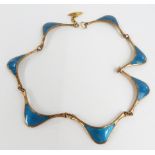 Danish necklace set with blue enamel