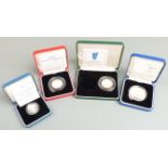 1998 Royal Mint silver proof cased coins comprising NHS fifty pence, EEC anniversary fifty pence,