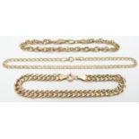 Three 9ct gold bracelets, 8g