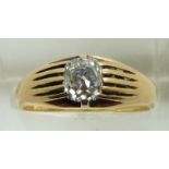 An 18ct gold ring set with an old cushion cut diamond measuring approximately 1ct, 5.1g, size Q