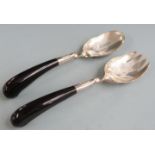 Pair of Eastern white metal salad servers, likely Thai or similar, length 26.5cm weight 213g all in