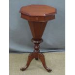 Octagonal sewing table with fitted interior, width 39 x height 70cm