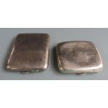 Two hallmarked silver cigarette cases, width of larger 11cm, weight of both 244g