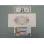 Security printer's sample for banknote production, a Brunel specimen Banknote, a 1992 ten ECU coin