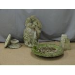 Garden statue of a couple, height 72cm, bird bath etc