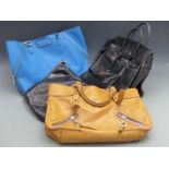 Osprey black leather bag, blue DKNY bag, a black leather Lane Crawford bag, a Frances Cobiasia