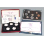 A cased set of four Royal Mint UK silver proof £1 coins 1984-1987, together with a 1983 proof coin