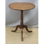 18thC or 19thC elm or similar tray topped table with tripod base, diameter 58 height 72cm