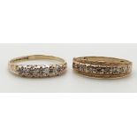 Two 9ct gold rings set with diamonds, 2.9g, size M/N
