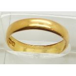 A 22ct gold ring/ wedding band, Birmingham 1894, 3g, size M