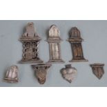 Collection of white metal book clasp or similar fittings, one having Dutch silver marks, weight 52g