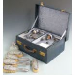 Hallmarked silver mounted dressing table items comprising five brushes, six hallmarked silver topped