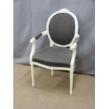 French style white painted armchair