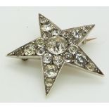 Georgian/ Victorian star brooch set with foiled paste, 4cm