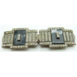 Art Deco buckle set with paste, width 7.5cm