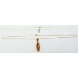 A 9ct gold necklace set with topaz and a 9ct gold necklace, 5.2g