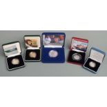 2007 Royal Mint silver proof cased coins comprising Diamond Wedding crown, Act of Union £2,