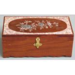 Mother of pearl / abalone inlaid jewellery box, W30 x D16 x H12cm
