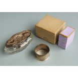 Five hallmarked silver napkin rings including two pairs, weight 68g together with a hallmarked