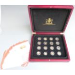 The World's Finest Gold Miniatures coin collection comprising sixteen 22ct and 24ct gold coins in