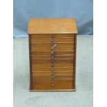 19thC mahogany 12 drawer specimen cabinet with locking flap to side, W32 x D27 x H44cm