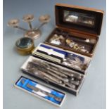Hallmarked silver and white metal cutlery including collector's spoons, weight 60g, hallmarked