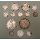 A collection of silver coins, William IV, Queen Victoria etc