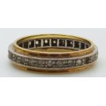 An 18ct gold eternity ring set with paste, size O, 4.1g.