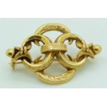 An 18k gold brooch in the Victorian style, 2.3g