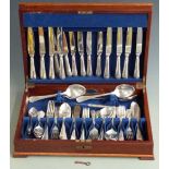 Elkington eight place setting silver plated canteen of cutlery together with a hallmarked silver