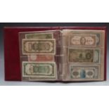 A collection of Chinese banknotes, includes some Hong Kong examples 1957 etc and Japanese notes,
