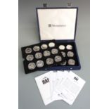 Westminster 'History of the RAF' silver coin set, comprising 36 silver crown sized coins, cased with