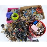 A large collection of costume jewellery including beads, brooches etc