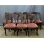 Set of seven Victorian upholstered dining chairs