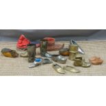 Collection of miniature shoes including pin cushions etc.