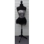 An adjustable tailor's female dummy or mannequin on stand, 152cm tall
