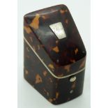 19th/20thC miniature tortoiseshell and ivory sewing etui in the form of a Georgian knife box by W