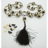 Art Deco ebony and ivory bead necklace, purchased 1956