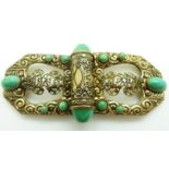 Czech buckle set with green cabochons