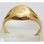 Victorian 18ct gold signet ring, London 1859, size Y, 8.3g.