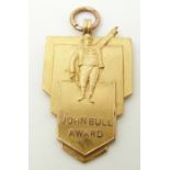 Art Deco  9ct gold John Bull Tyres Gold medal for Leamington Motorcycle Club "Standard Tyres" Winter
